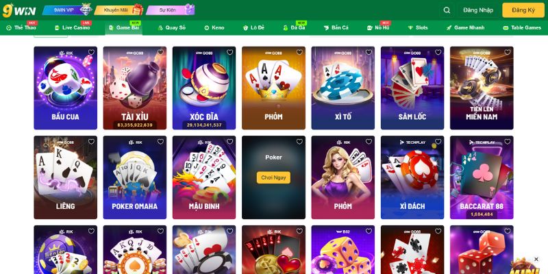 Tìm hiểu sảnh game bài tại nhà cái 9WIN